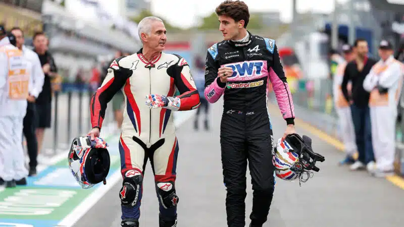 Mick with Alpine reserve Jack at this season’s Australian GP.