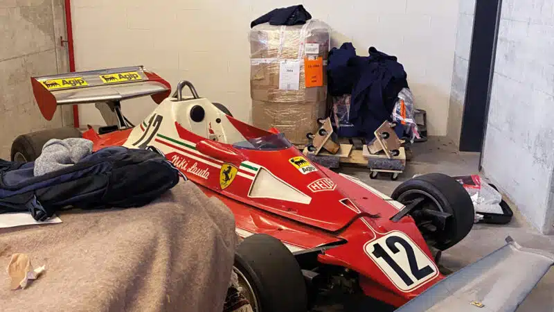 Lauda’s Ferrari was stored in the same place for 30 years, and was found covered in thick dust