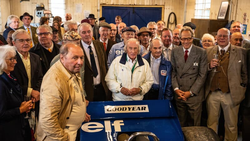 Jackie Stewart and Martin Brundle at opening of Tyrrell Shed at 2024 Goodwood Revival