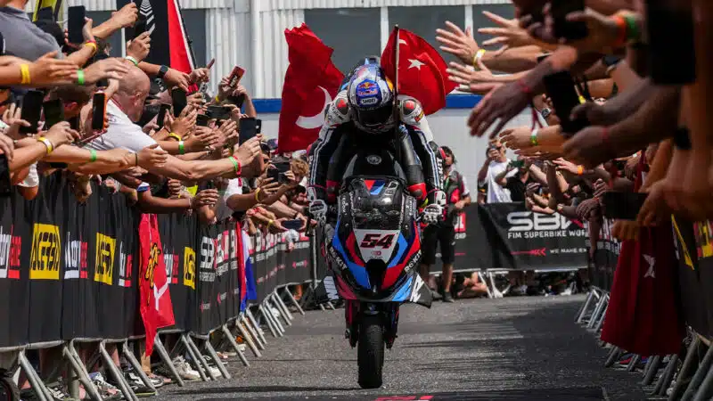 Toprak Razgatlıoğlu celebrates winning 2024 World Superbike Czech round