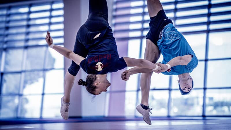 Toprak Razgatlıoğlu training with gymnast Ayşe Begüm Onbaşı