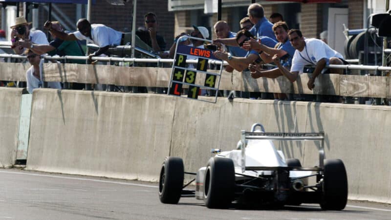 In 2003, Hamilton was unstoppable in FRenault – here at Snetterton