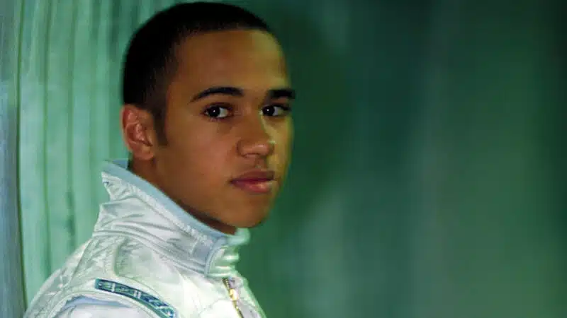 Fresh out of karts, here’s Hamilton at 16 in the 2001 Formula Renault Winter Series at Rockingham – his first single-seater race