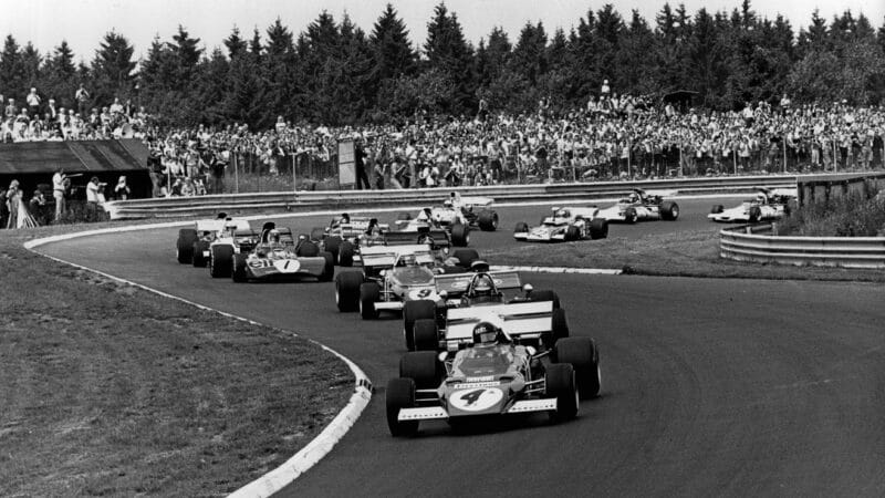 Jacky Ickx was a master of the ’Ring. Here he leads the 1972 grand prix in his Ferrari 312B2