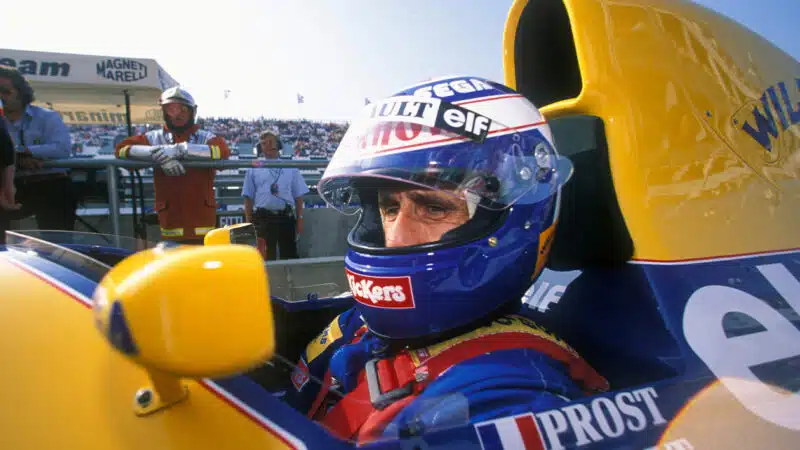 Alain Prost in 1983 Williams F1 car