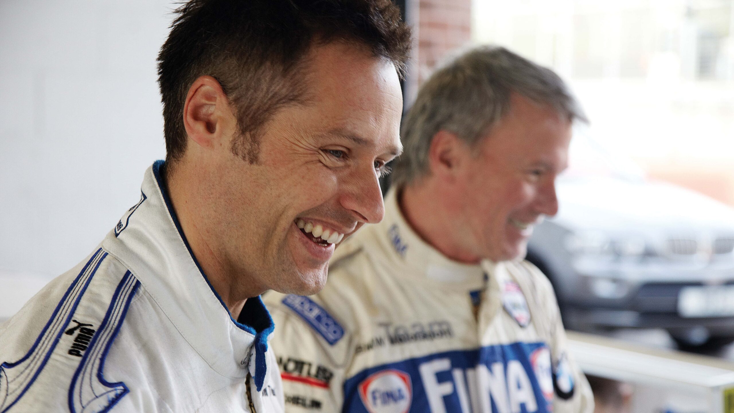 Andy Priaulx and Stece Soper laugh