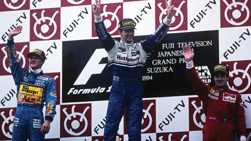 Damon Hill Michael Schumacher at Suzuka in ’94