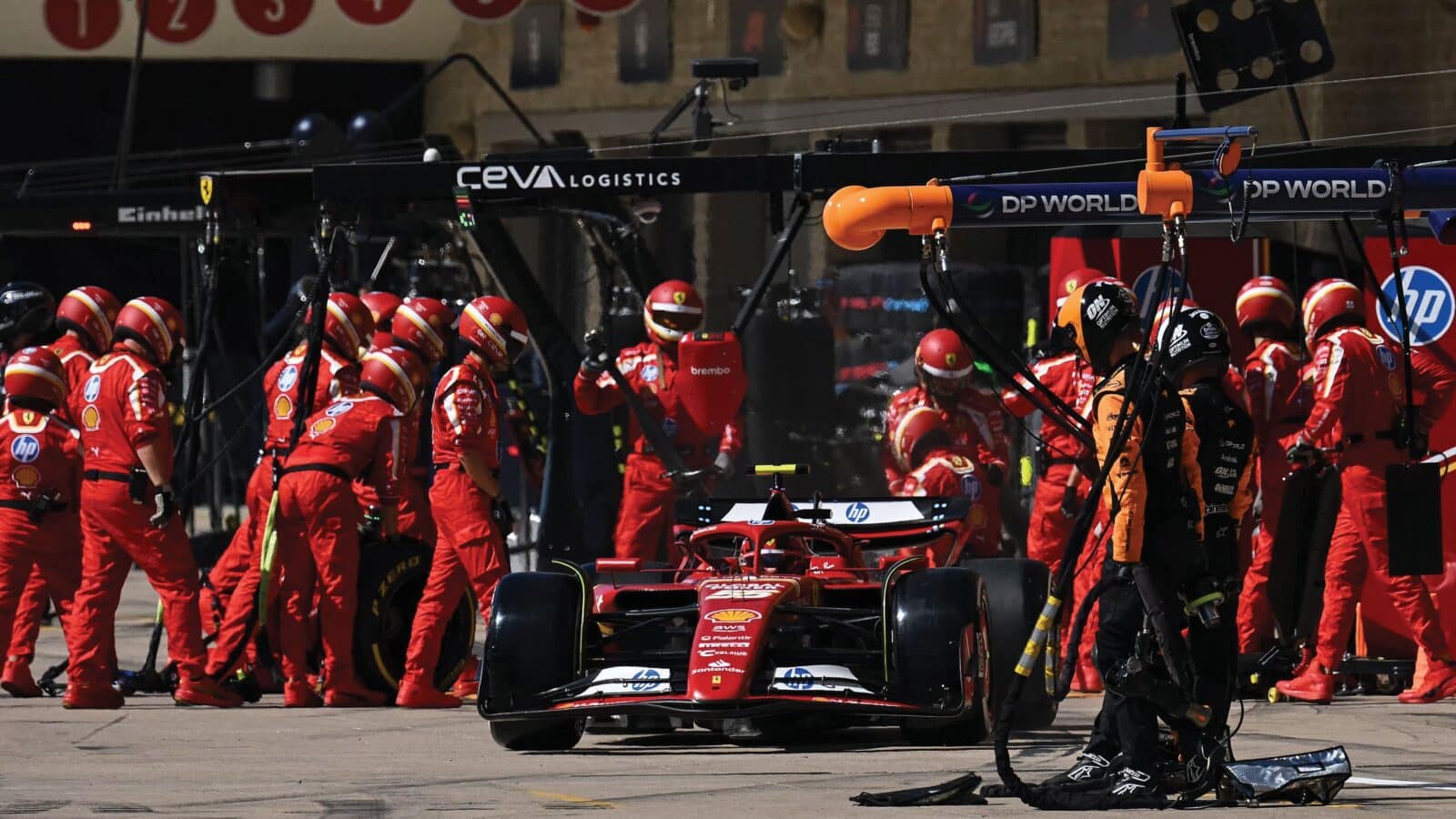 Ferrari Carlos Sainz pits at Austin