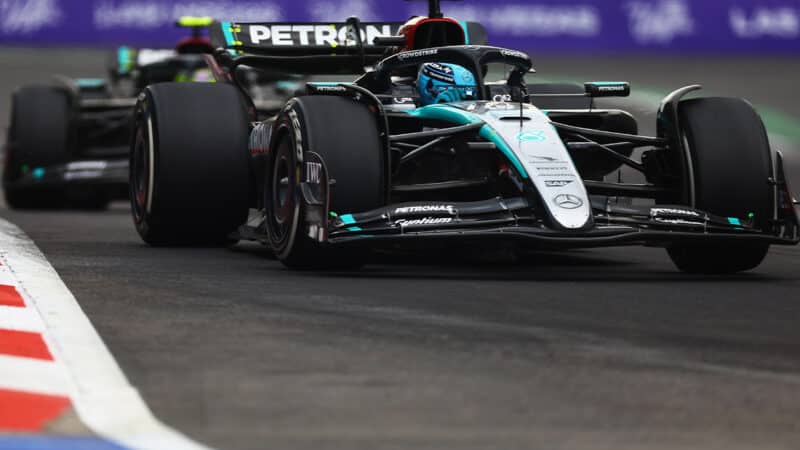 George Russell leads Lewis Hamilton in 2024 F1 Mexican GP