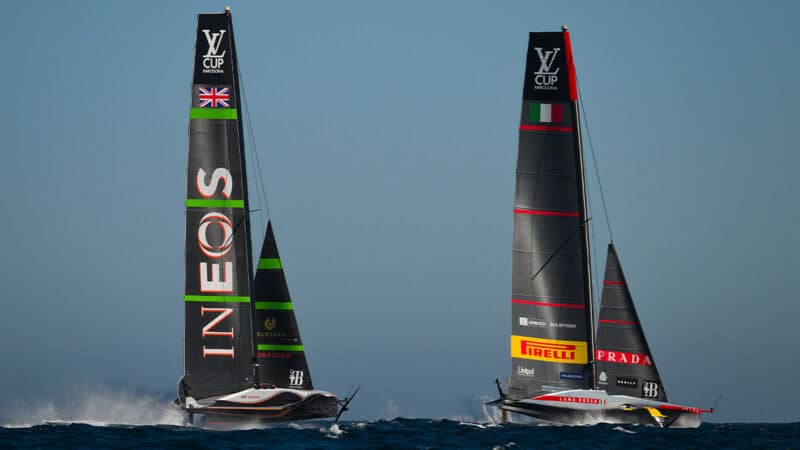 Ineos Britannia and Luna Rosso boats in 2024 Americas Cup