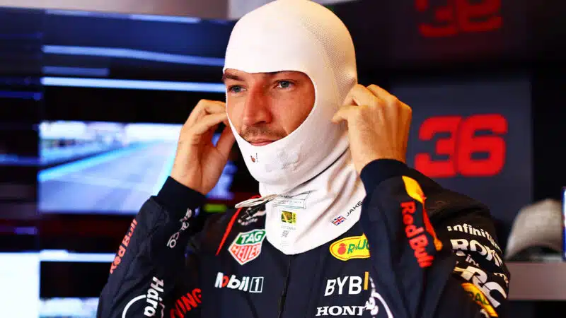 Jake Dennis puts on balaclava in 2023 F1 young driver Abu Dhabi test