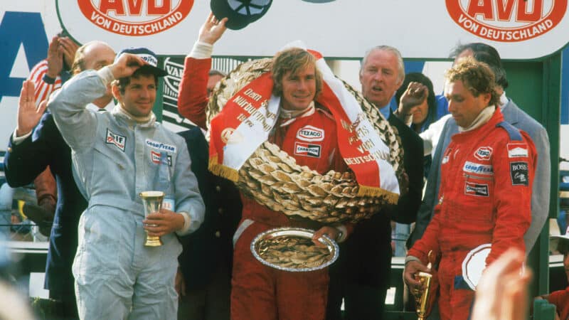 Jochen Mass, Jody Scheckter and James Hunt, German GP ’76