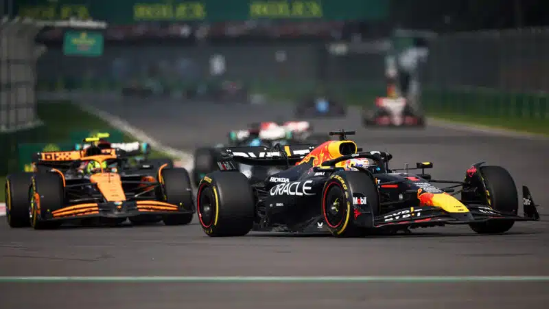 Max Verstappen leads Landon Norris in 2024 F1 Mexican GP