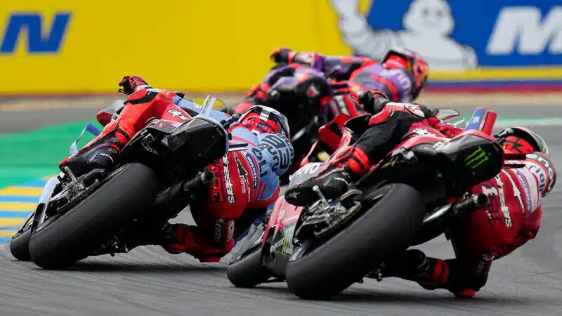 MotoGP riders cornering