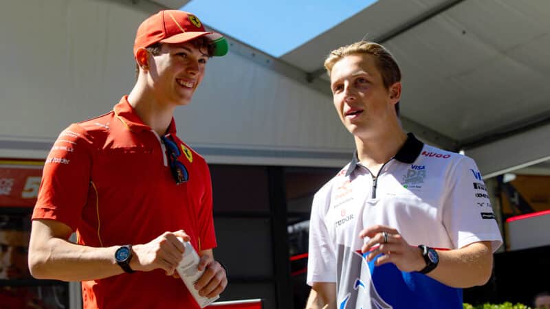 Oliver Bearman and Liam Lawson in 2024 F1 Australian GP paddock