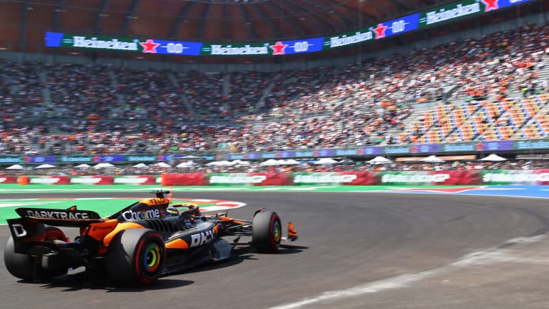 Pato O Ward in stadium section during free practice session for McLaren at 2024 F1 Mexican Grand Prix