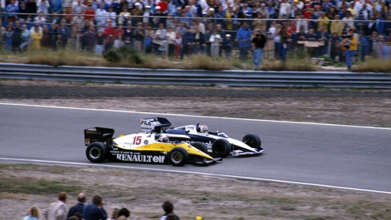 Piquet and Prost wheel-to-wheel at Zandvoort