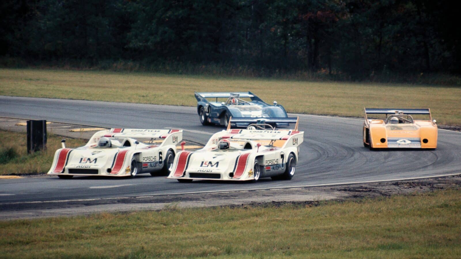 Porsche 917:10s of George Follmer and Mark Donohue at Donnybrooke1972