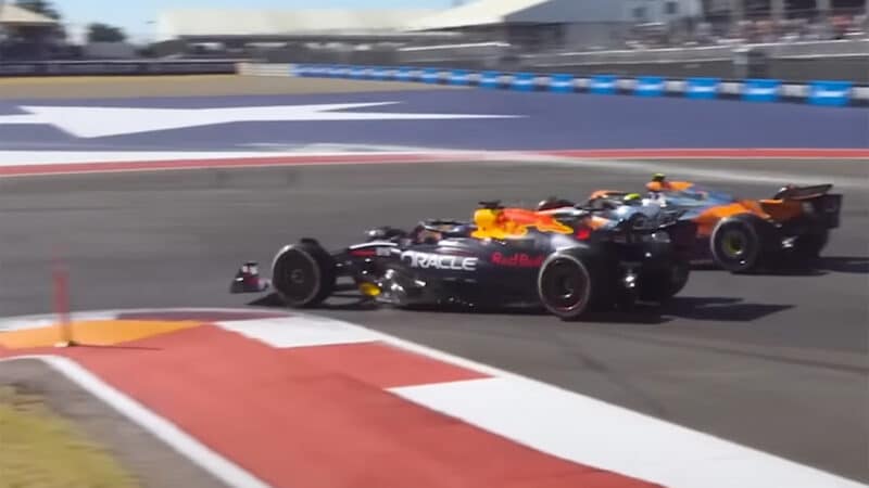 Max Verstappen defends against Lando Norris at 2024 US Grand Prix