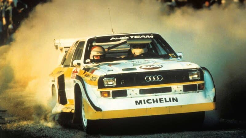 Walter Röhrl in rally with Audi