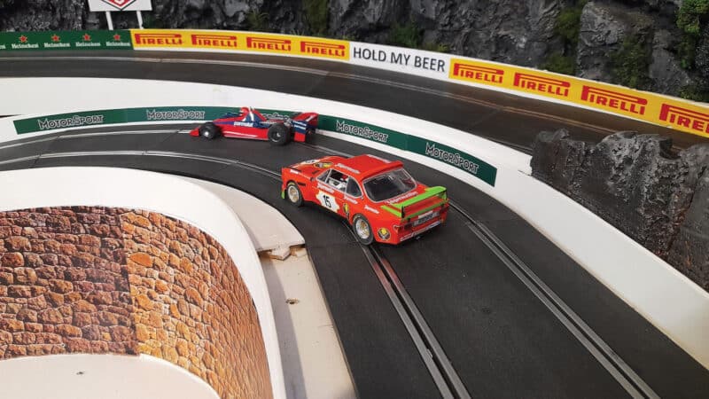 The Motor Sport Corner, perhaps... a sharp left-hander on an impressive Scalextric track in New Zealand