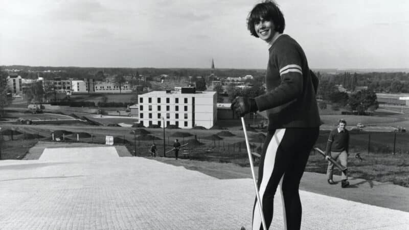 Galica in 1969, at 25, on the Army’s dry ski slope in Aldershot; she already had two Winter Olympics under her belt by this point, with more to follow