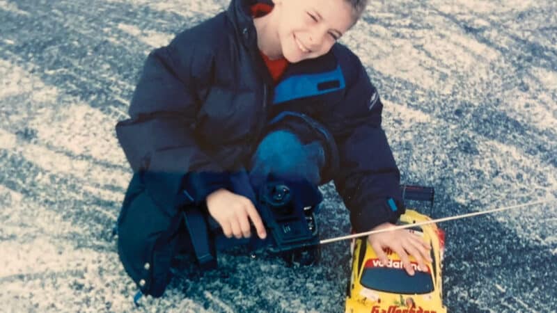 Jake at 10 with Laurent Aïello DTM Audi RC model.