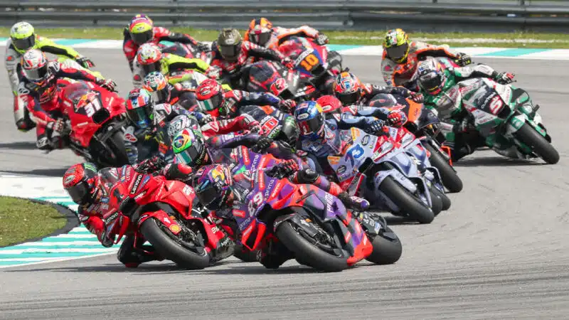 Jorge Martin and Pecco Baganaia lead the pack at the start of the 2024 MotoGP Sepang GP