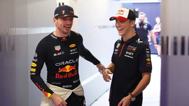 Liam Lawson and Max Verstappen red Bull