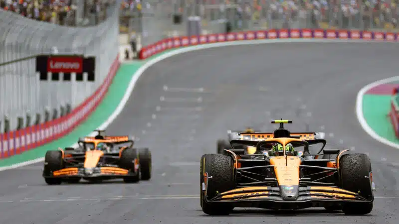 McLaren's Lando Norris leads team-mate Oscar Piastri in Sao Paulo