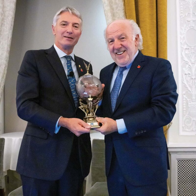 RAC chairman Duncan Wiltshire and David Richards with the Diamond Jubilee Trophy