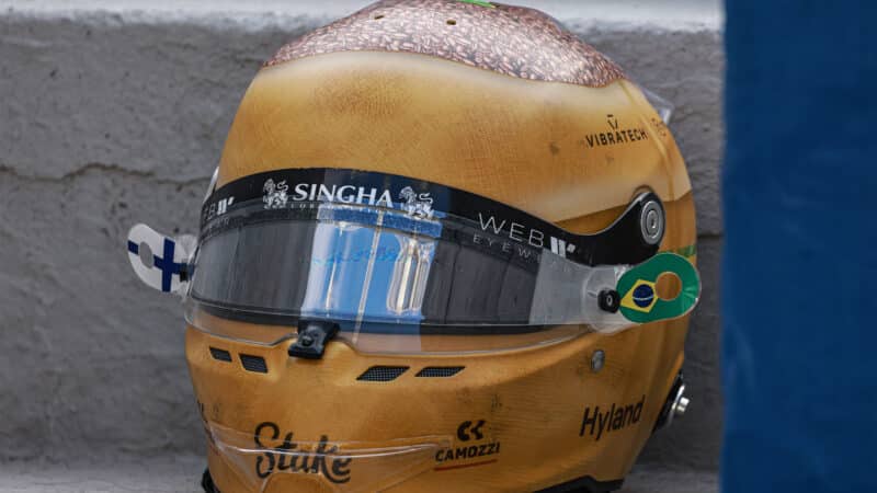 Valtteri BOttas crash helmet Sauber coffee