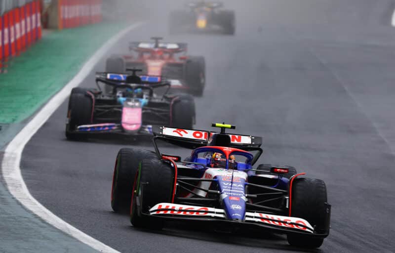 Yuki Tsunoda leads Exteban OCon plus Charles Leclerc and Max Verstappen in 2024 F1 Brazilian Grand Prix