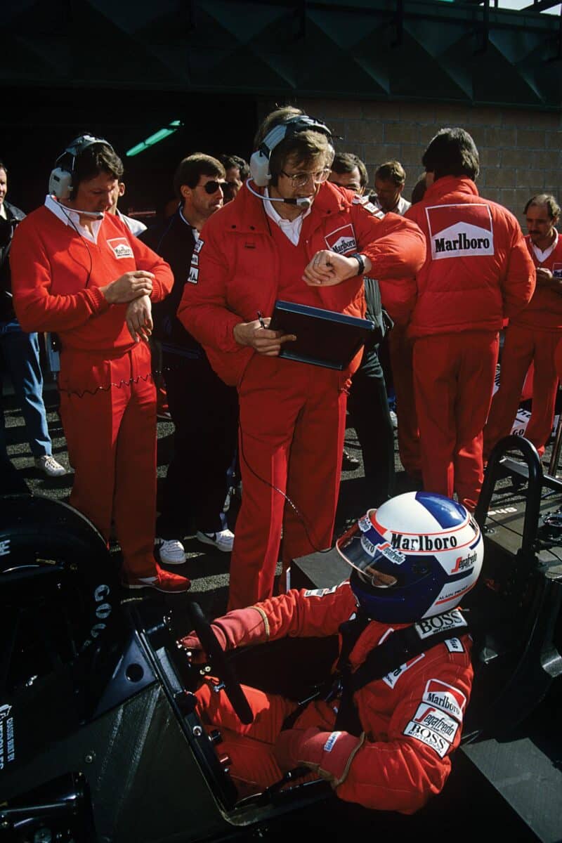 Alain Prost Spa in 1985 with a McLaren MP4:2