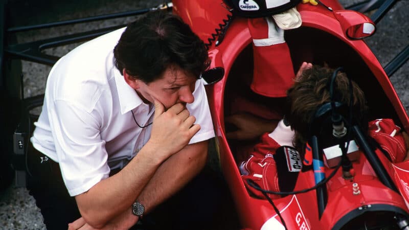 Barnard with Gerhard Berger 1988 Hungarian GP