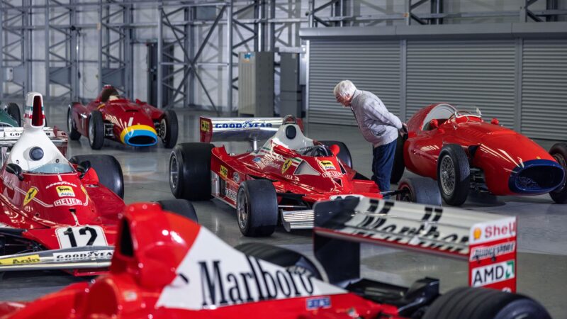 Bernie-inspects-his-1976-Ferrari-312-T2