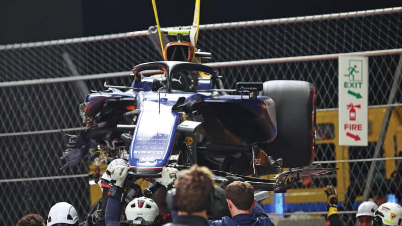 Franco Colapinto’s Williams wrecked car