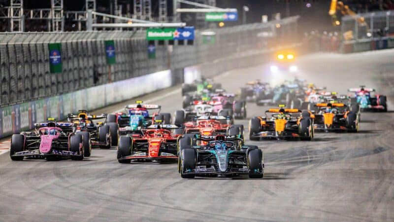 George Russell, leads the field Vegas gp