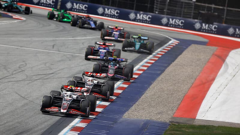 Haas cars run together in 2024 F1 Austrian GP