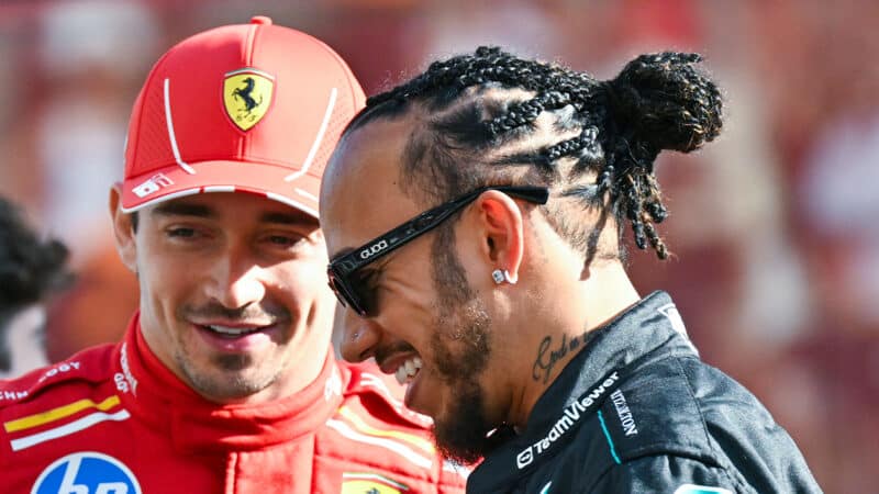 Lewis Hamilton with Charles Leclerc in 2024