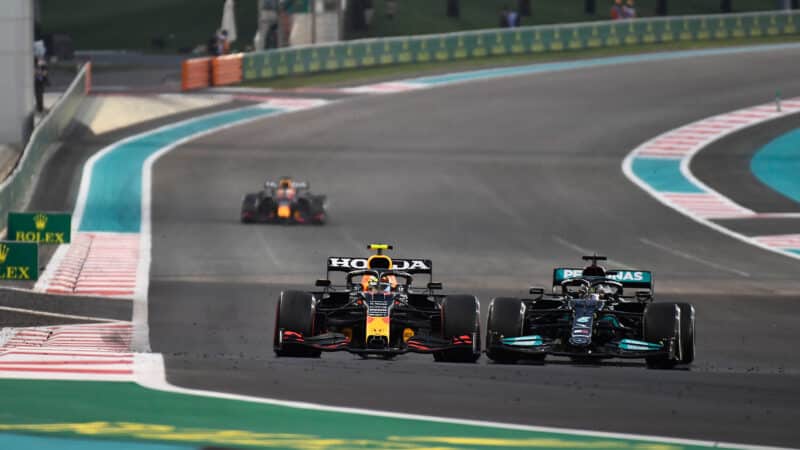 Sergio Perez Lewis Hamilton Max Verstappen 2021 Abu Dhabi grand prix