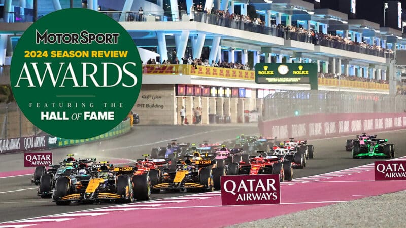 Start of 2024 Qatar GP with season review awards logo