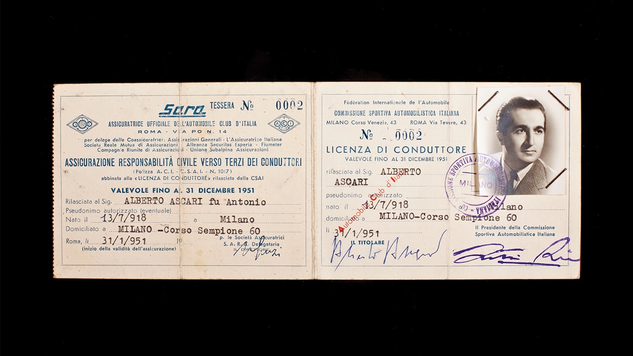 Alberto Ascari racing licence