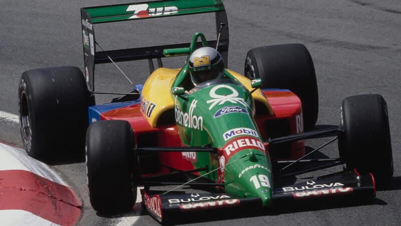 Benetton of Alessandro Nannini in practice for 1989 F1 Canadian Grand Prix