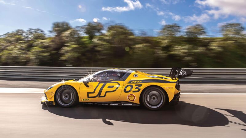 Ferrari 296 Challenge side profile on track