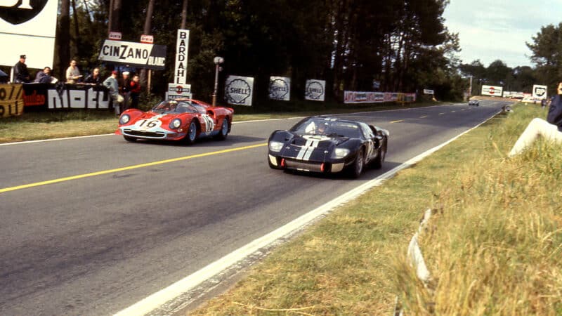 Ford MkII and Ferrari 365 P2 in 1966 Le Mans 24 Hours