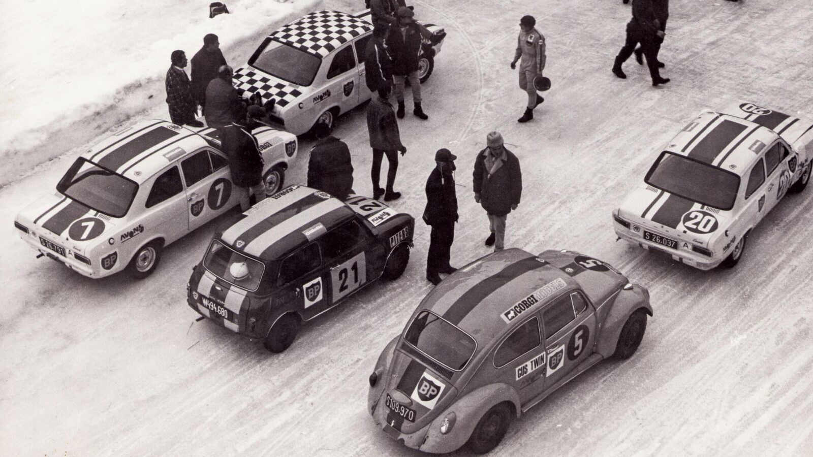 Ford lined up alongside a Mini and a Beetle 007