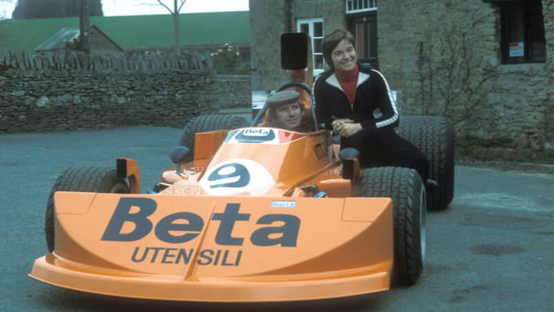 Lella Lombardi and Vittorio Brambilla at 1975 March F1 launch