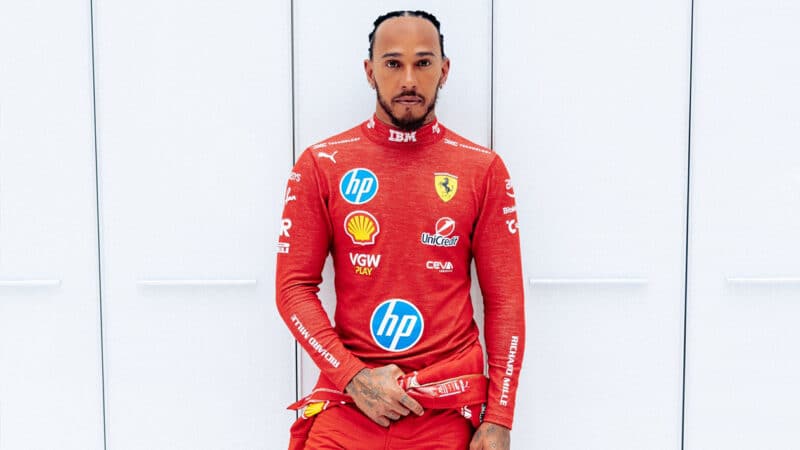 Lewis Hamilton in Ferrari race suit