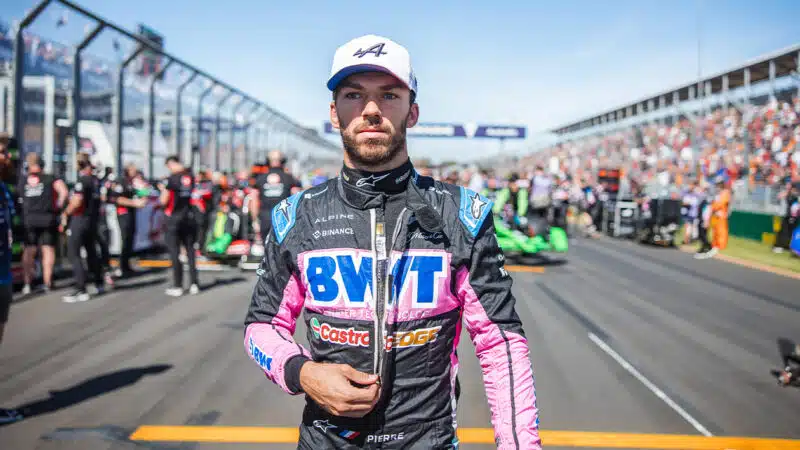 Pierre Gasly walks along F1 grid at the 2024 F1 Australian Grand Prix